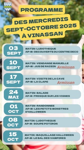 Centre de Loisirs : Programme Sept - Oct 2025