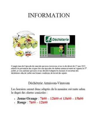 Déchèterie : horaires été