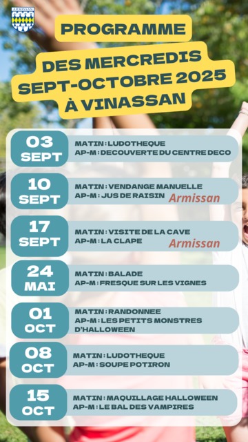 Centre de Loisirs : Programme Sept - Oct 2025
