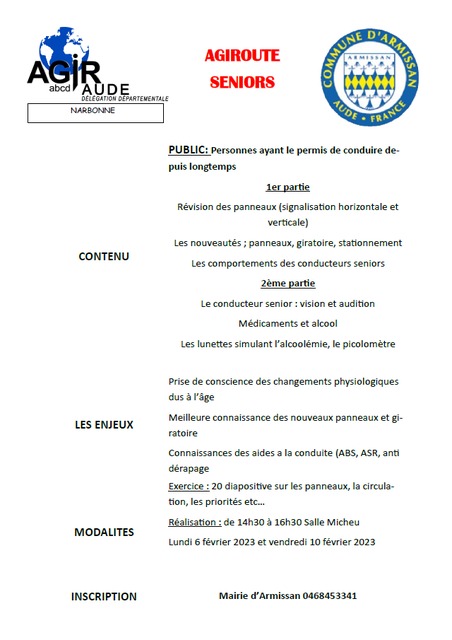 [SENIORS] Formation de remise à niveau du code de la route