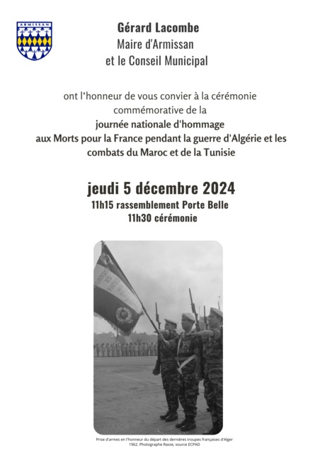 Cérémonie Commémorative jeudi 5 décembre 