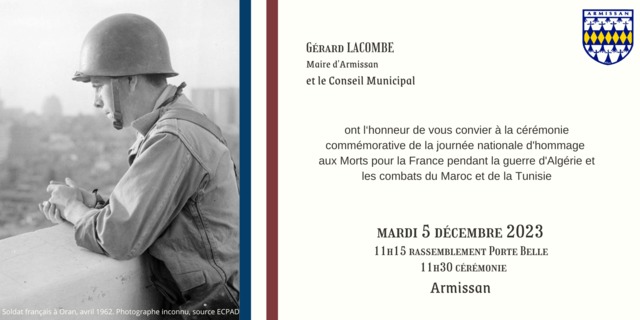 [CEREMONIE] journée nationale d'hommage aux Morts pour la France pendant la guerre d'Algérie et les combats du Maroc et de la Tunisie
