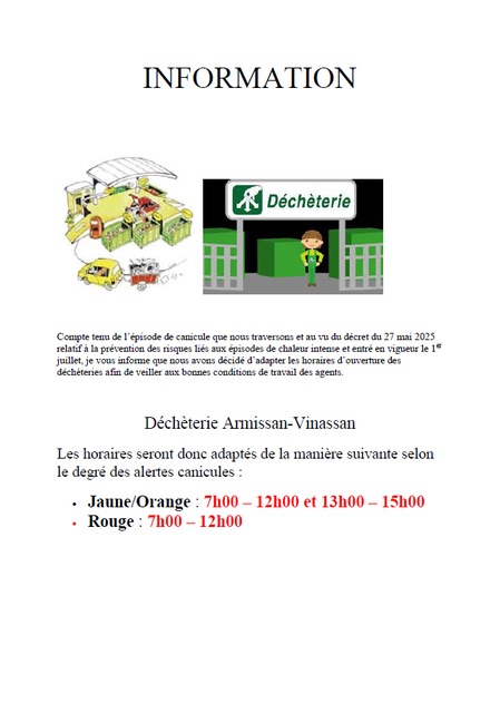 Déchèterie : horaires été