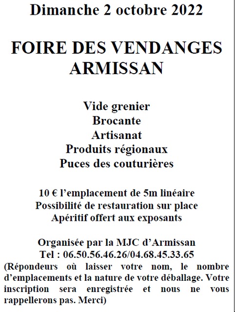 Vide Grenier Foire des Vendanges 