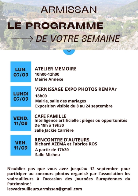 Le programme de votre semaine à Armissan