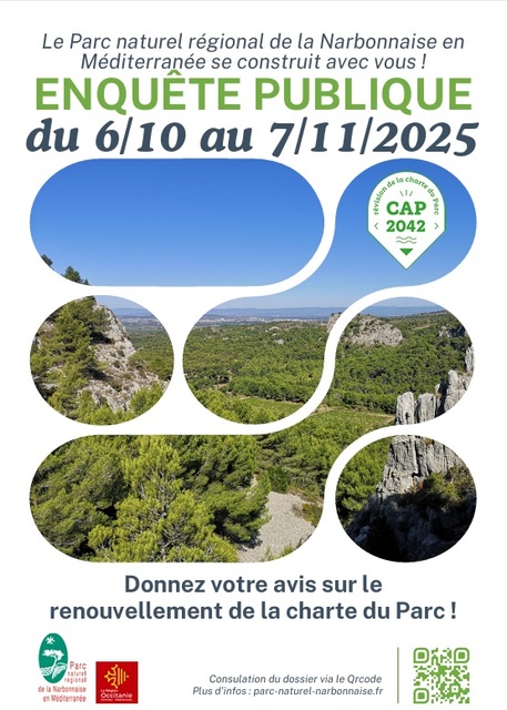 Enquête publique – Parc Naturel Régional de la Narbonnaise en Méditerranée