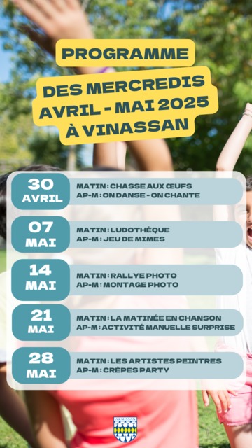 [Centre de Loisirs] Programme des mercredis Mars - Avril 2025